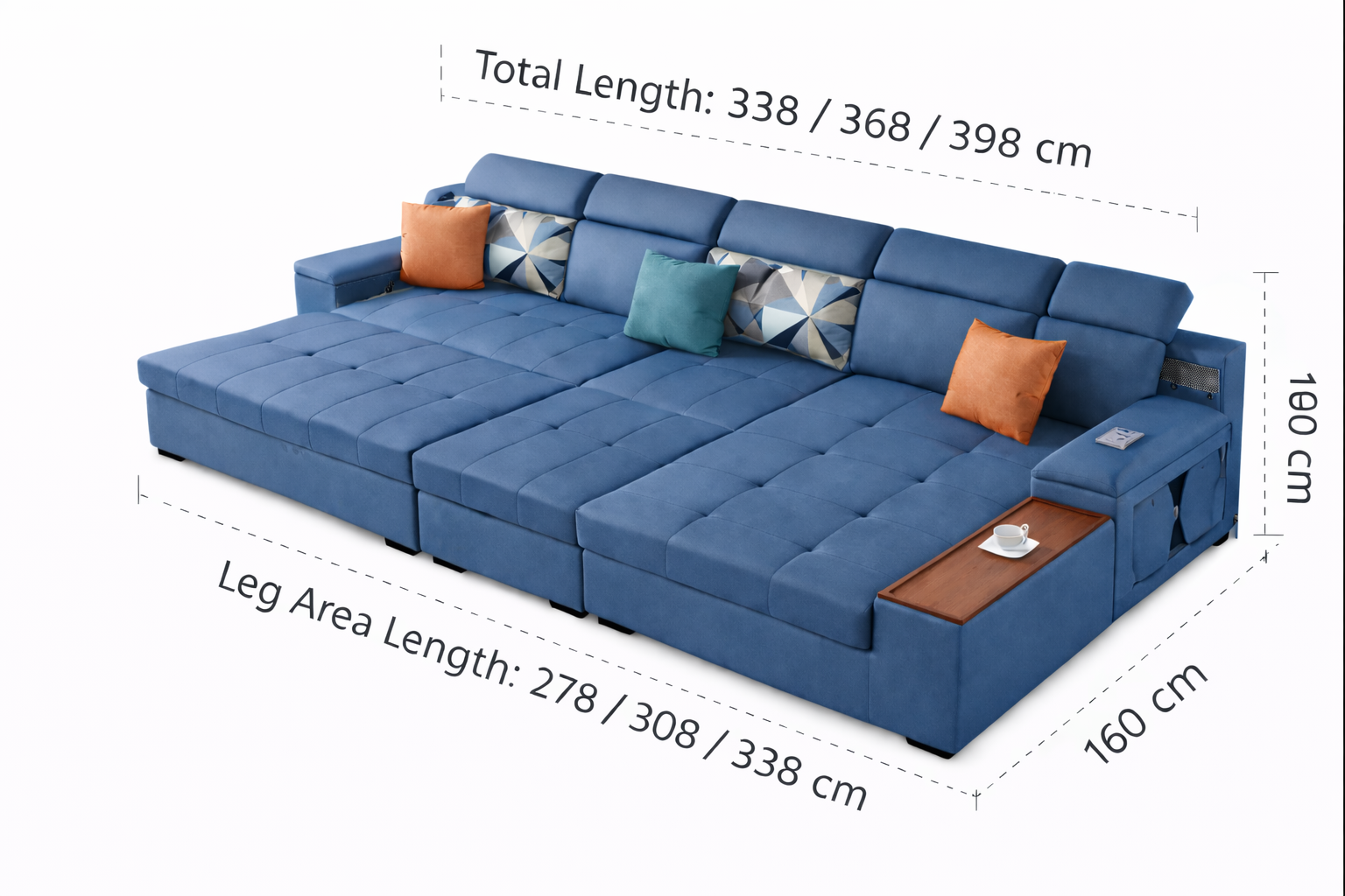 Cloudnest Luxe (S) 4-Seater Sofa Daybed in Blue