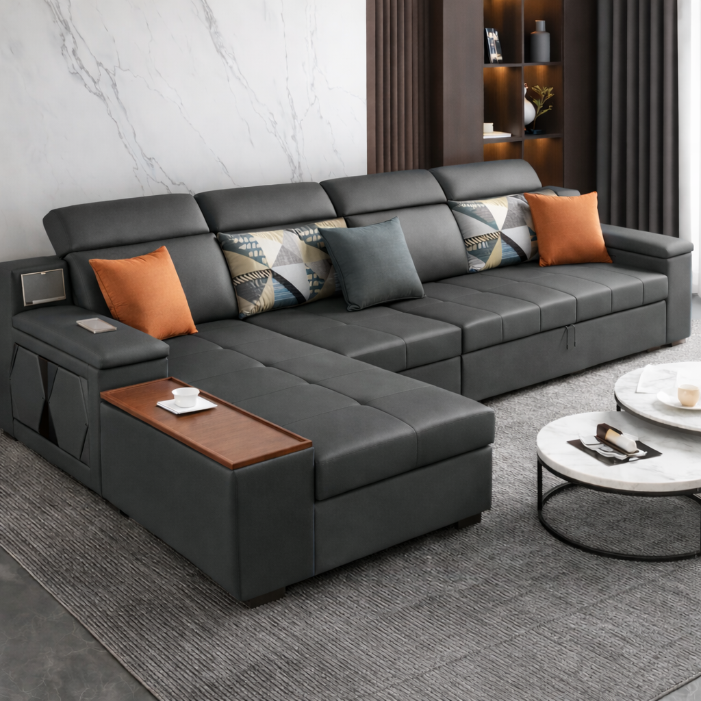 Cloudnest Luxe (S) 4-Seater Sofa Daybed in Deep Grey