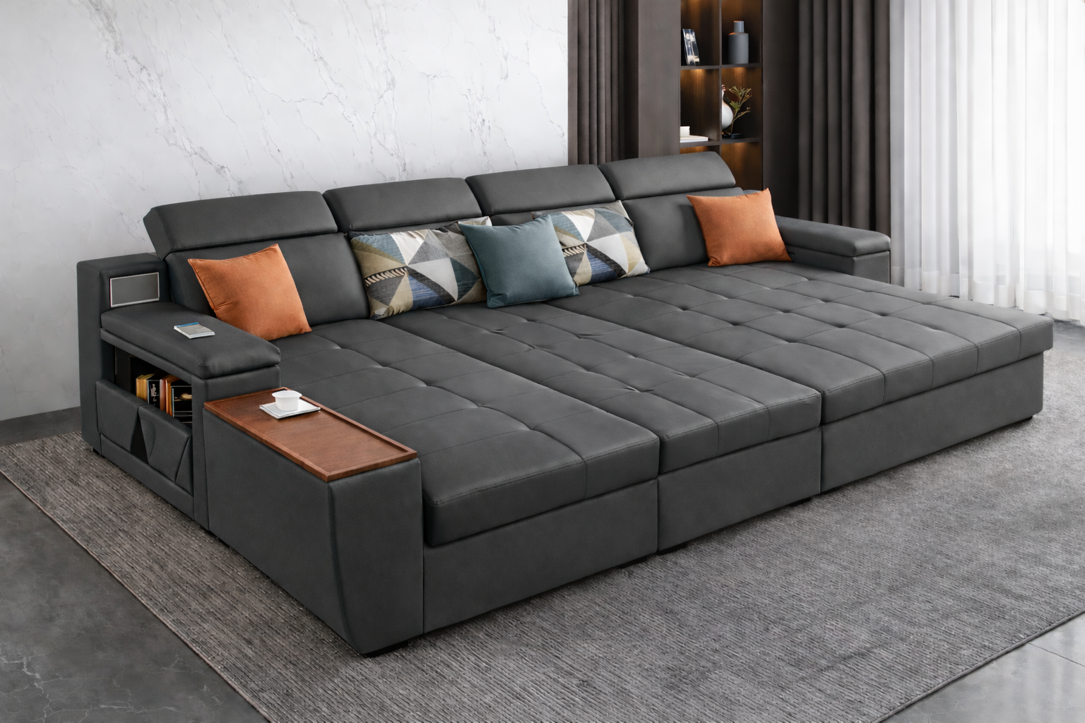 Cloudnest Luxe (S) 4-Seater Sofa Daybed in Deep Grey