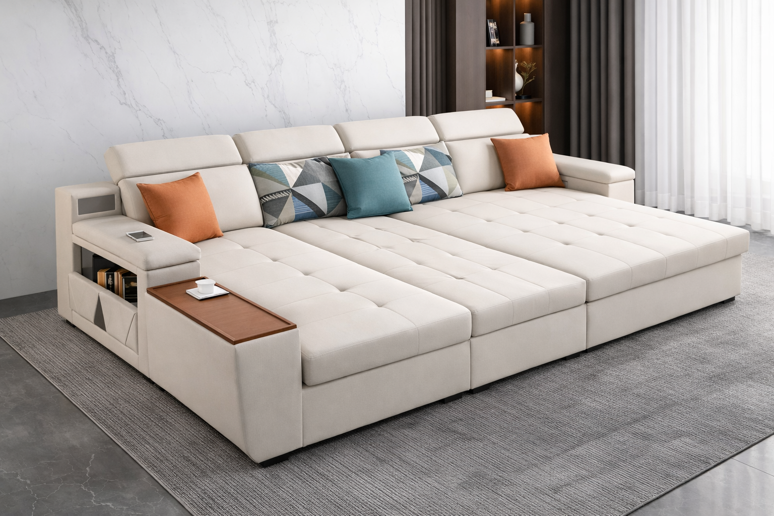 Cloudnest Luxe (S) 4-Seater Sofa Daybed in Ivory Cream