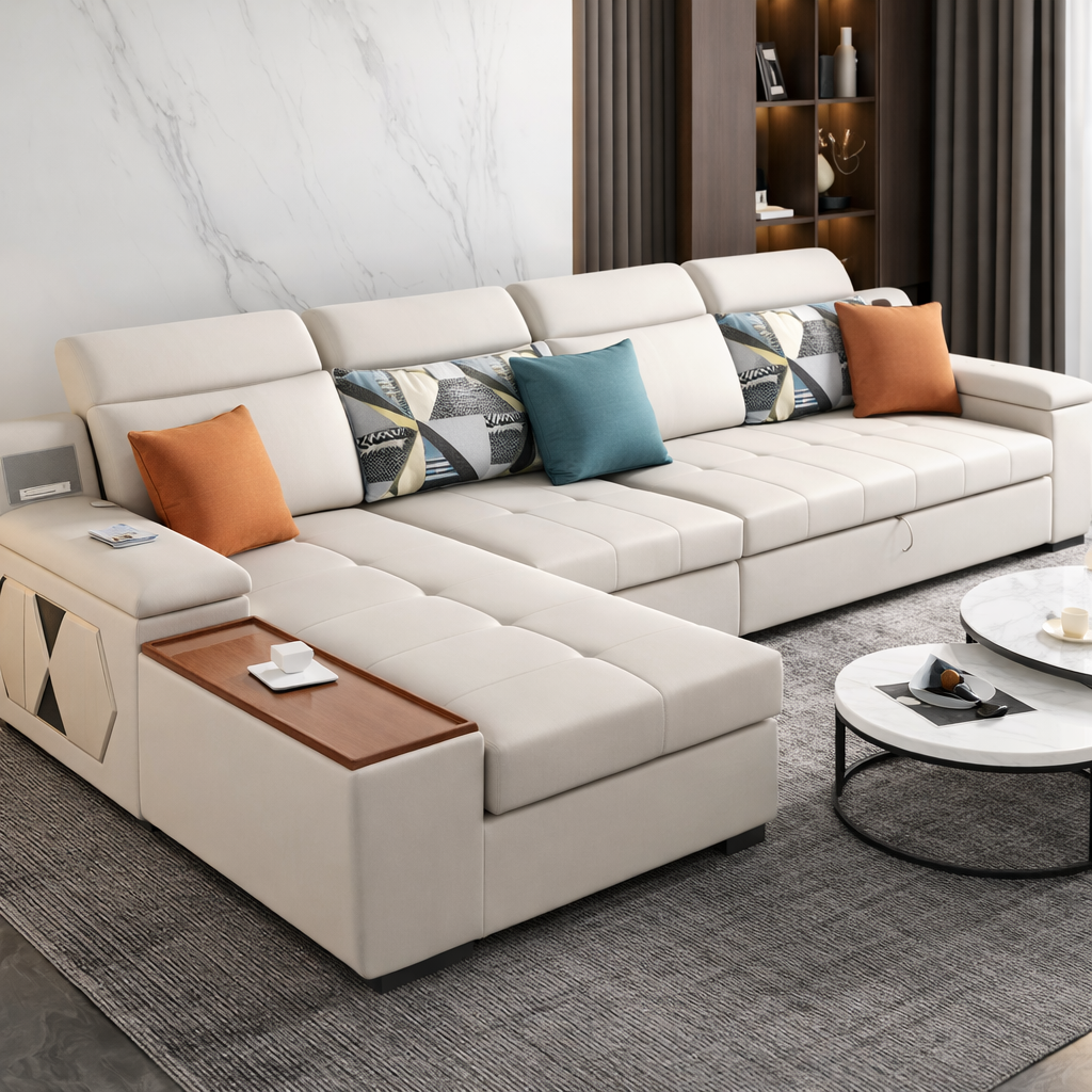 Cloudnest Luxe (S) 4-Seater Sofa Daybed in Ivory Cream