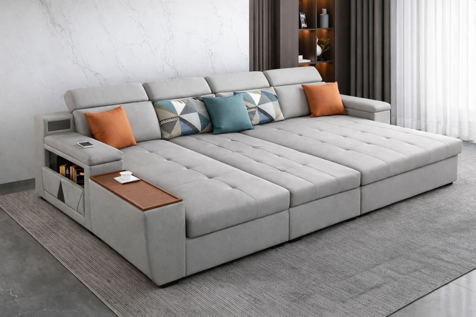 Cloudnest Luxe (S) 4-Seater Sofa Daybed in Light Grey