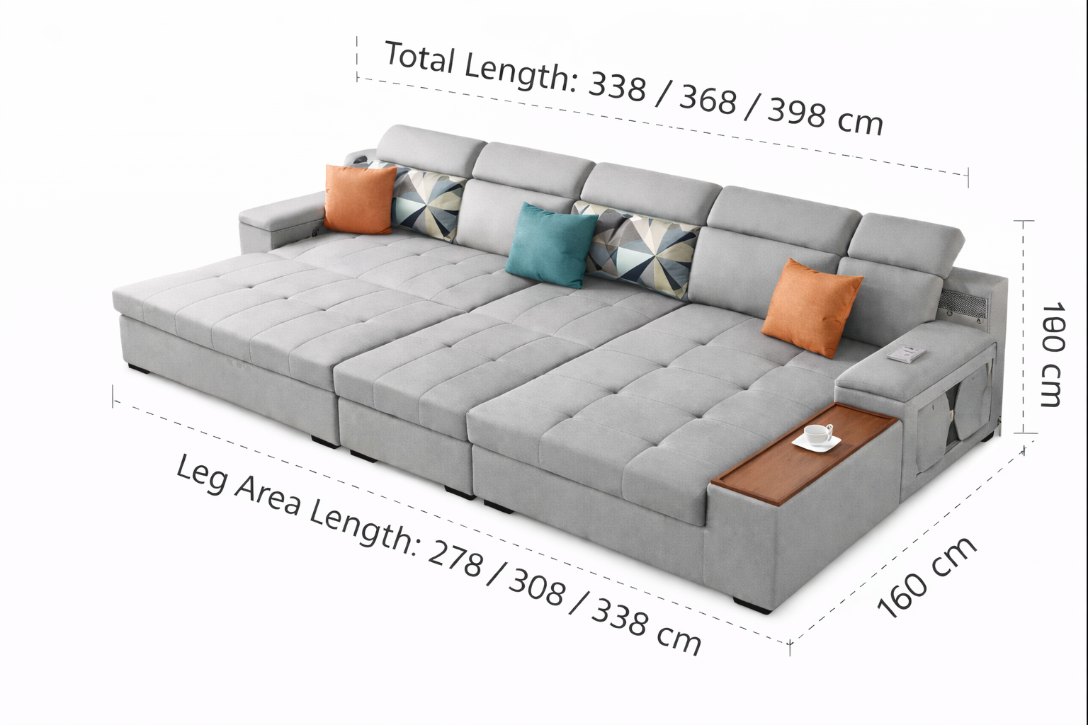 Cloudnest Luxe (S) 4-Seater Sofa Daybed in Light Grey