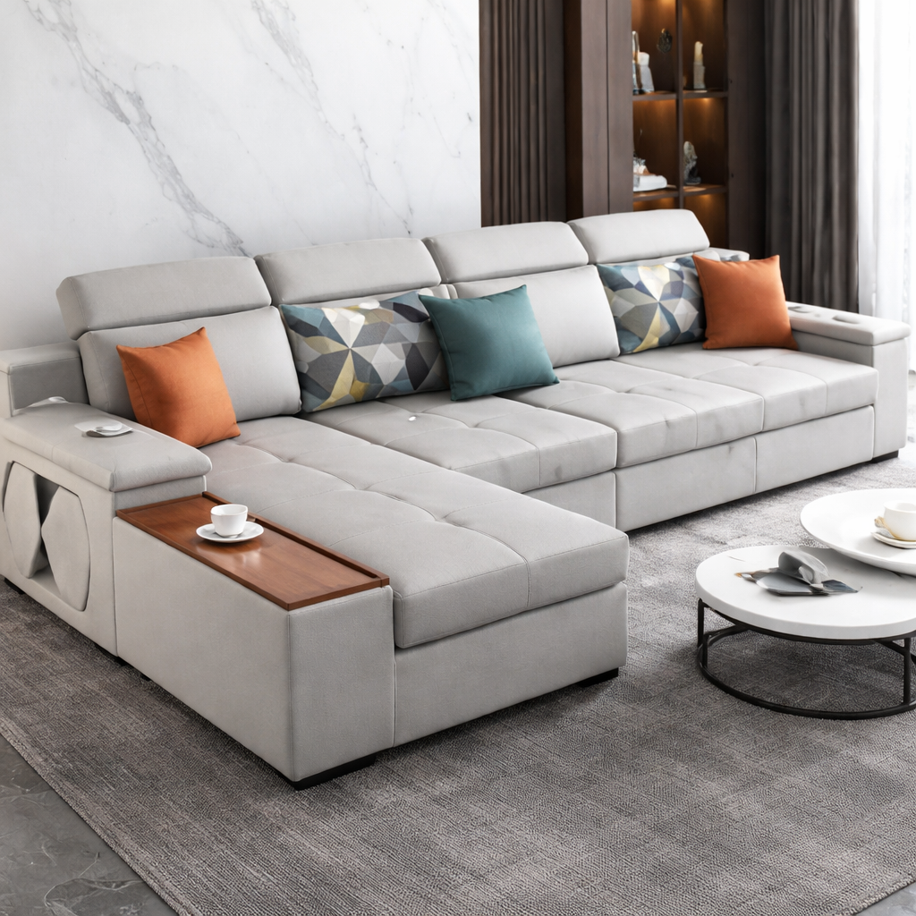 Cloudnest Luxe (S) 4-Seater Sofa Daybed in Light Grey