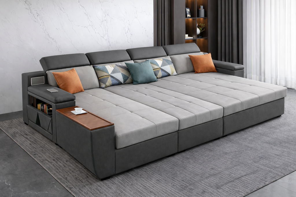 Cloudnest Luxe (M) 4-Seater Sofa Daybed in Charcoal Dream