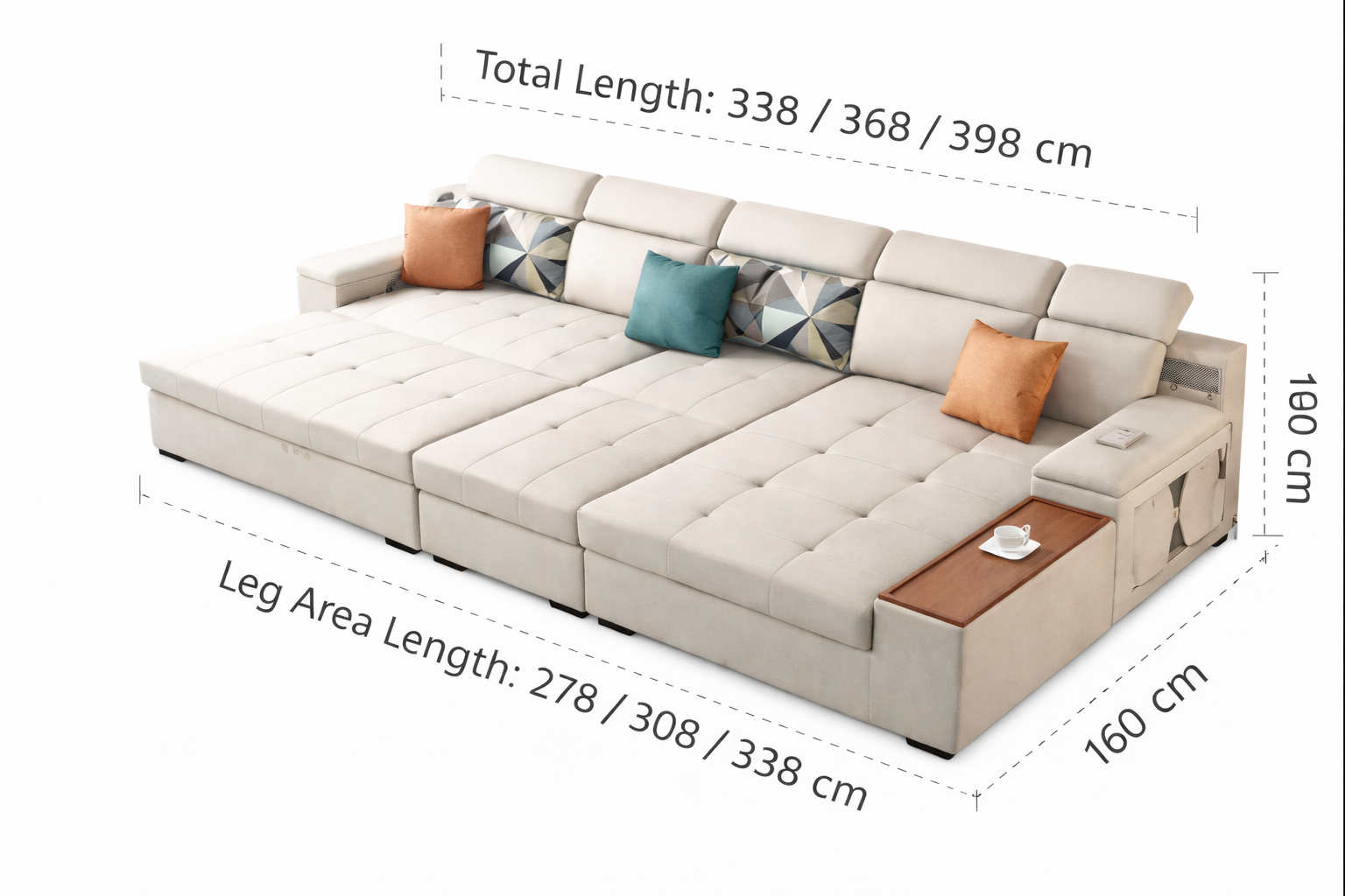 Cloudnest Luxe (S) 4-Seater Sofa Daybed in Ivory Cream